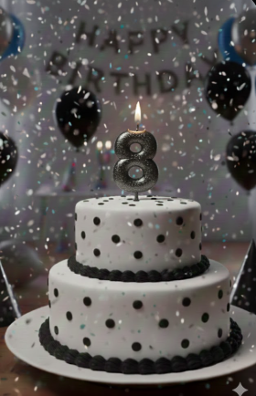 Vela Cintilante Pavio Magico Decoração N°8 Preta Glitter