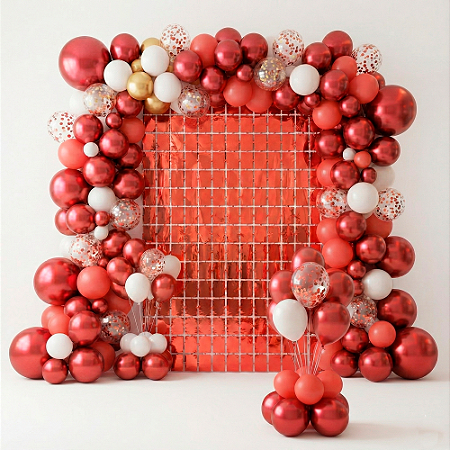 Painel Festa Cortina Metalizada Quadrada Decoração vermelha