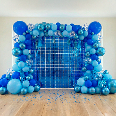Painel Festa Cortina Metalizada Quadradinha Decoração AZUL