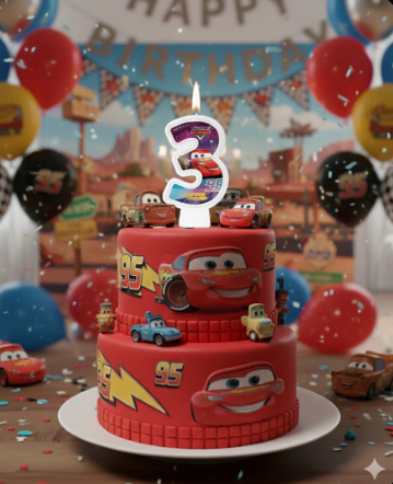 Vela Número 3 Festa Disney Carros Decoração Aniversario