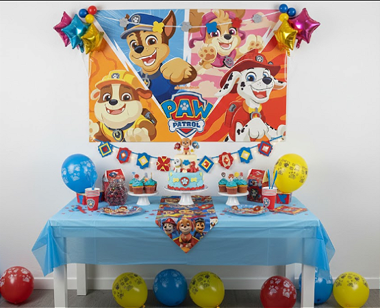 Painel Sublimado Em Tecido Festa Patrulha Canina Decoração 85X55cm