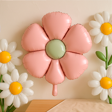 Balão Metalizado festa Margarida Rosa decoração 47,5X59,5CM