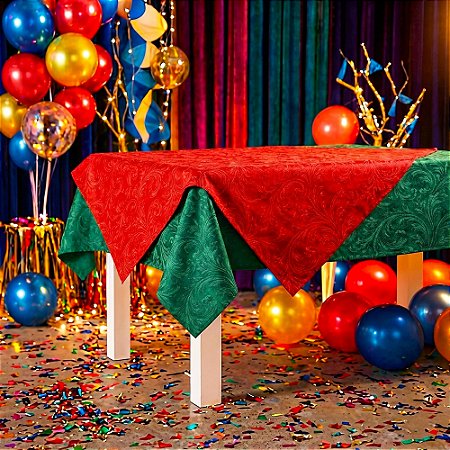 Kit 2 Toalhas Mesa Vermelha + Verde PREMIUM Festas Natal TNT