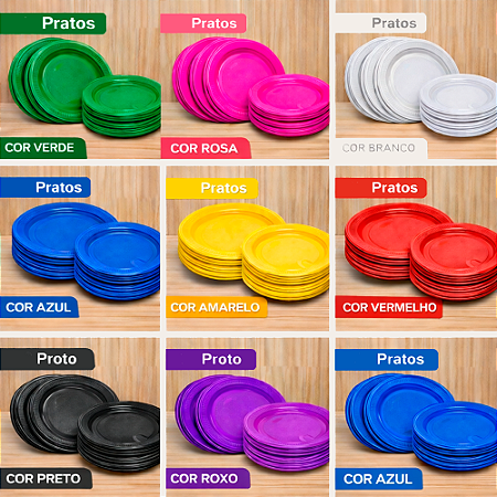 Kit Festa 100 Pessoas Aniversário Descartáveis Casamentos eventos - Escolha a Cores