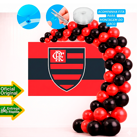 Kit festa Flamengo Decoração Aniversário Painel+100 balão