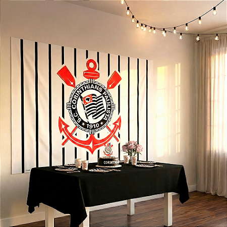 Kit Festa Corinthians Decoração Aniversário Toalha + Painel