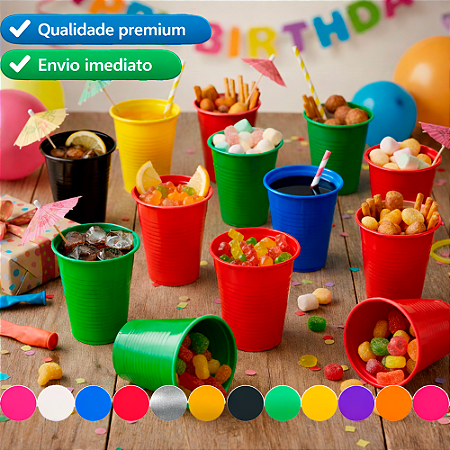 50 Copos Descartáveis 200ml Festa Aniversário e eventos deco