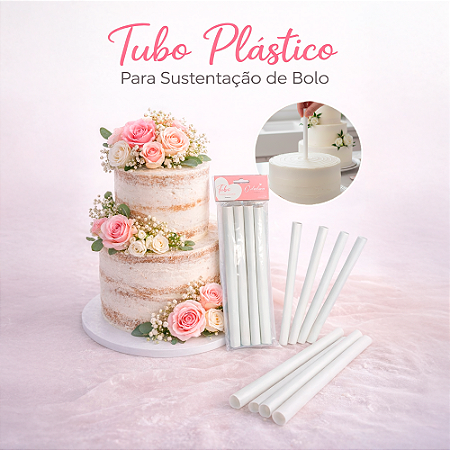 4 Tubo Plástico Para Sustentação De Bolo De Andar 30cm