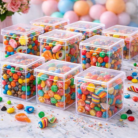 10 Caixinhas Acrílica 3x3cm decoração festa lembrancinhas