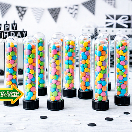 30 Tubetes Preto 13cm Festa decoração aniversá Lembrancinhas