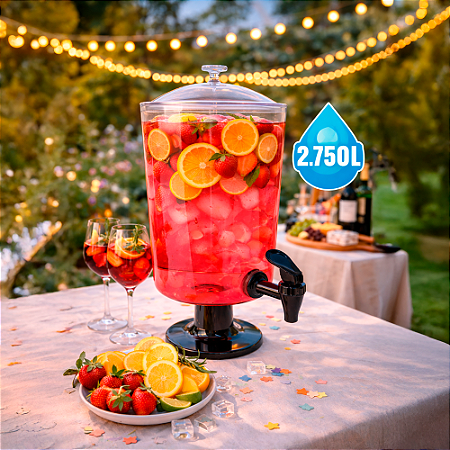 2 Suqueira Dispenser Bebidas Água Suco 2,750L Acrilico Luxo