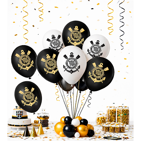 20 Bexigas Balão Festa Corinthians Decoração Aniversari 8pol