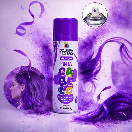 Spray Para Cabelo 135 Ml Cor Roxo Festa Carnaval/Fantasia