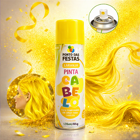 Spray Para Cabelo Amarelo 135ml Festa Carnaval/Fantasia aniv