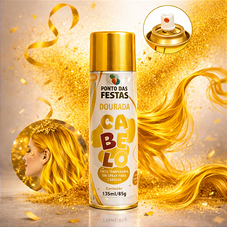 Spray Para pintar Cabelo Dourada 135ml Festa Carna/Fantasia