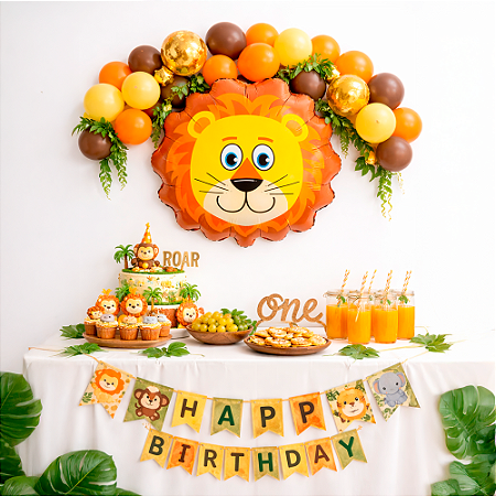 Balão Metalizado Decoração Festa Mini Cabeça De Leão 34x42cm