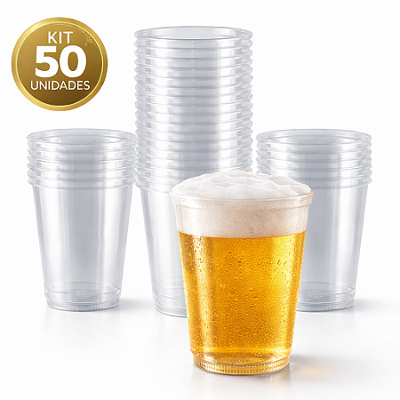 50 Copos Descartáveis Transparente Copo chop Festa 330ML