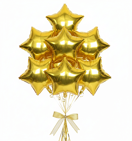 Balão Metalizado Decoração Festa Estrela Dourado 18" Aniver
