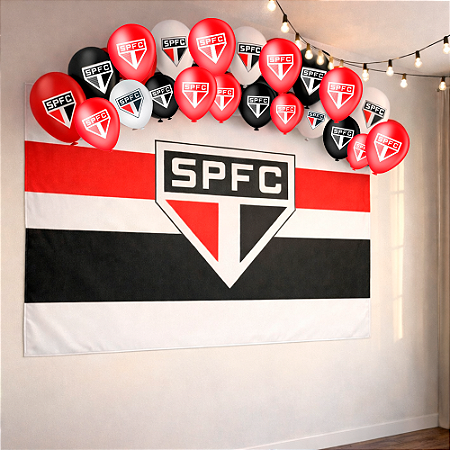 Kit festa São Paulo Decoração Aniversário Painel TNT + Balão