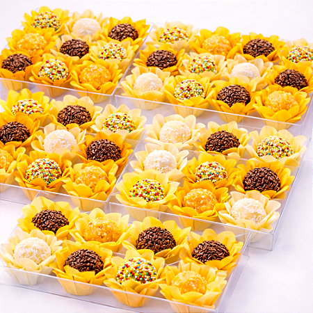 25 Forminhas Para Doces Finos Decoração Liz Tons Amarelo