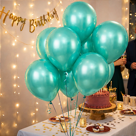 50 Balão Bexigas N5 Festa Verde Agua Decoração Aniversário