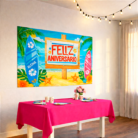 Kit festa Stitch Decoração Aloha Aniversário Painel +Toalha