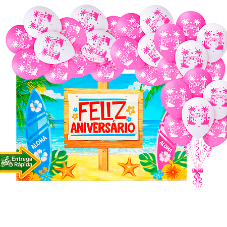 Kit festa Stitch Decoração Aloha Aniversário Painel +Balão