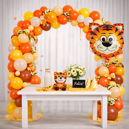 Kit 152 Arco descontruído balão Safari Decoração Festa cor