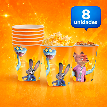 8 Copos Lembrancinha Decoração Zootopia Festa Aniver 180ML