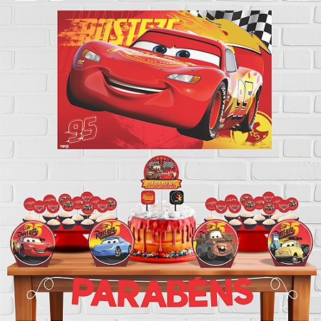 Kit Festa Decoração Aniversário Carros 33pçs EVA Econômico