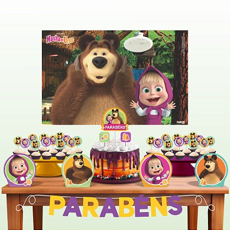 Kit Festa Decoração Aniversário Masha E O Urso 33pçs EVA