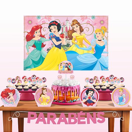 Kit Festa Decoração Aniversário Princesas 33pçs EVA