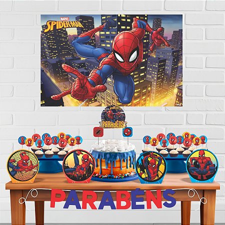 Kit Festa Decoração Aniversário Homem Aranha 33pçs EVA