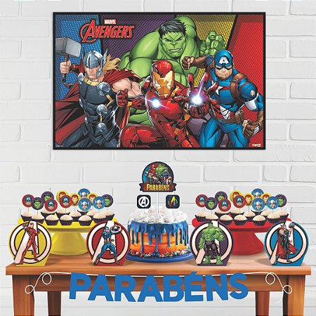 Kit Festa Decoração Aniversário Vingadores 33pçs EVA