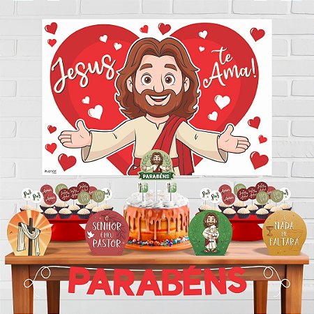 Kit Festa Decoração Aniversário Jesus 33pçs EVA Econômico