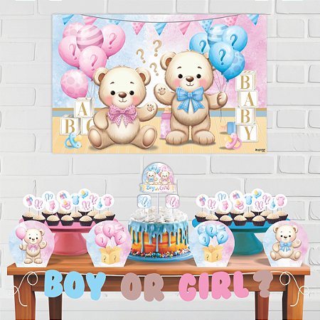 Kit Festa Decoração Aniversário Chá Revelação 33pçs EVA