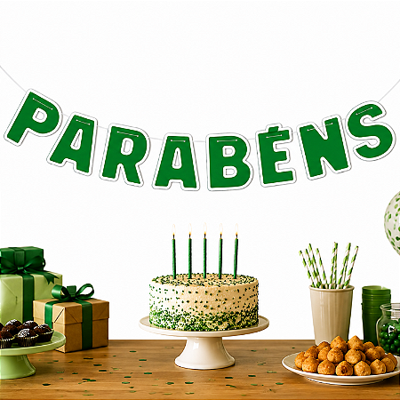Faixa Bandeirola Decoração Parabéns Festa Cor Verde Aniver