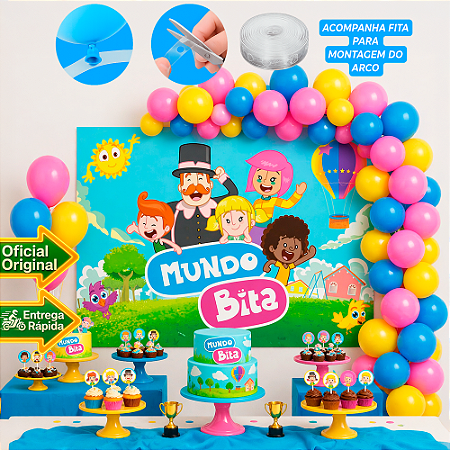 Kit Festa Mundo Bita Decoração Aniversário Painel+150 Balões