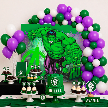 Kit Festa Hulk Decoração Aniversário Painel + 150 Balões