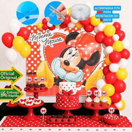 Kit Festa Minnie Vermelha Decoração Painel TNT+150 Balões