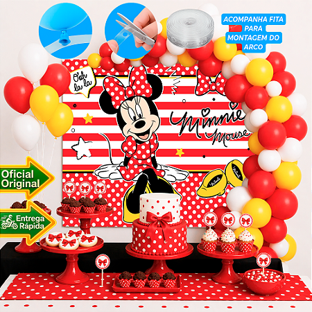 Kit Festa Minnie Vermelha Decoração anive Painel +150 Balões