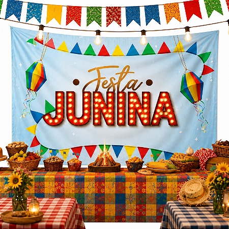 Painel TNT Festa Junina Decoração Junino Bandeirola 1,40m