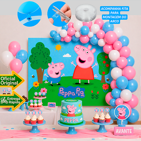 Kit Festa Peppa Pig Decoração Aniversário Painel+150 Balões