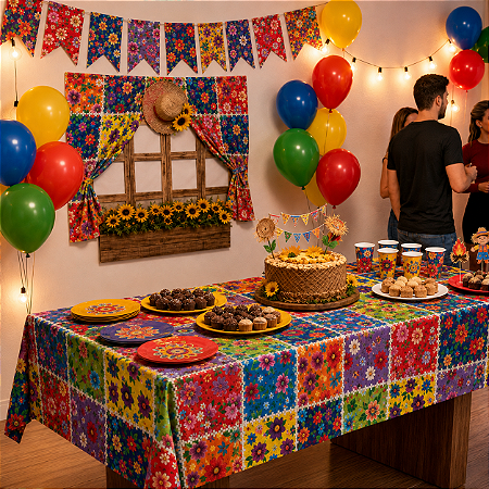 Toalha GG Decoração Festa Junina Floral Junino Julina Arraia
