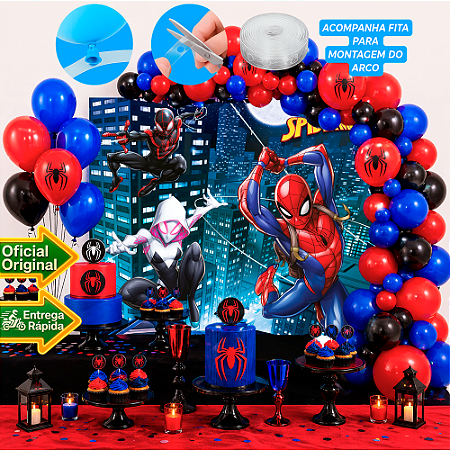 Kit Festa Homem aranha Decoração Aniversá Painel+150 Balões