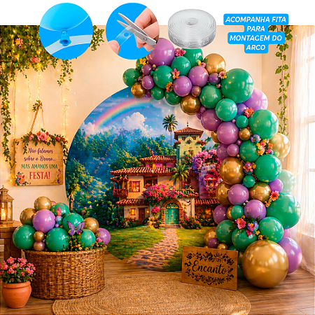 Kit Festa Encanto Decoração Aniversár Arco bexiga 125 Balões