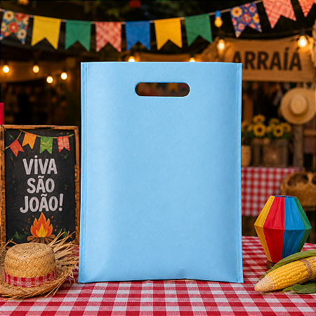 Sacola Lembrancinha Boca De Palhaço Decoração TNT Azul Claro