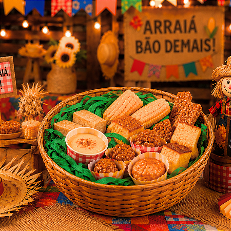 Palha TNT Decoração Verde Aniversario Festa Cesta Temática