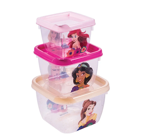 Conjunto 3 Potes Conect Decoração Festa Princesas