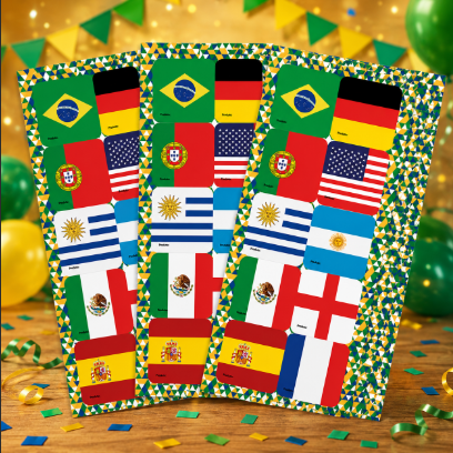 30 Adesivos Festa Quadrado Nações Copa Decoração 5x5cm
